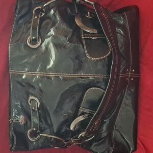 Kathy Van Zeeland Shiny Black Tote